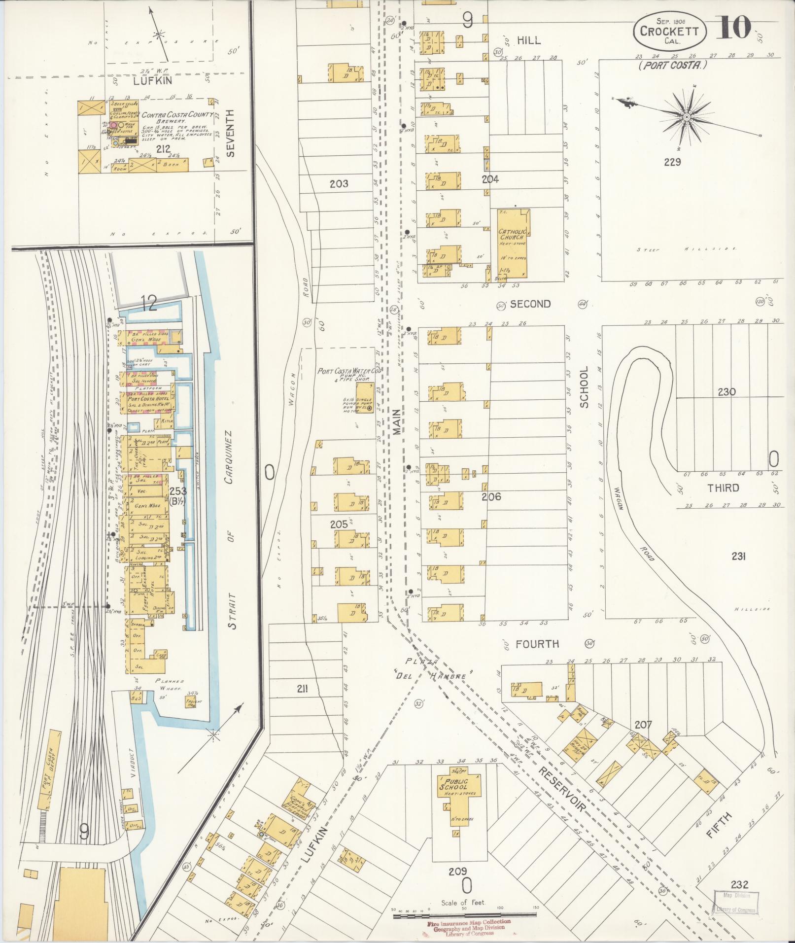 Sanborn Fire Insurance Map from Crockett, Contra Costa County, California (1906), Sheet #0010 - Complete Map Set gallery image, historic Sanborn map, vintage wall art, California California