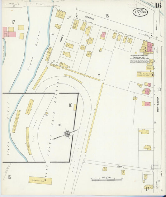 Sanborn Fire Insurance Map from Lyons, Wayne County, New York (1911), Sheet #0016 - Historic Sanborn Fire Insurance Map Print, vintage old map wall art, antique decor, genealogy gift, New York New York map