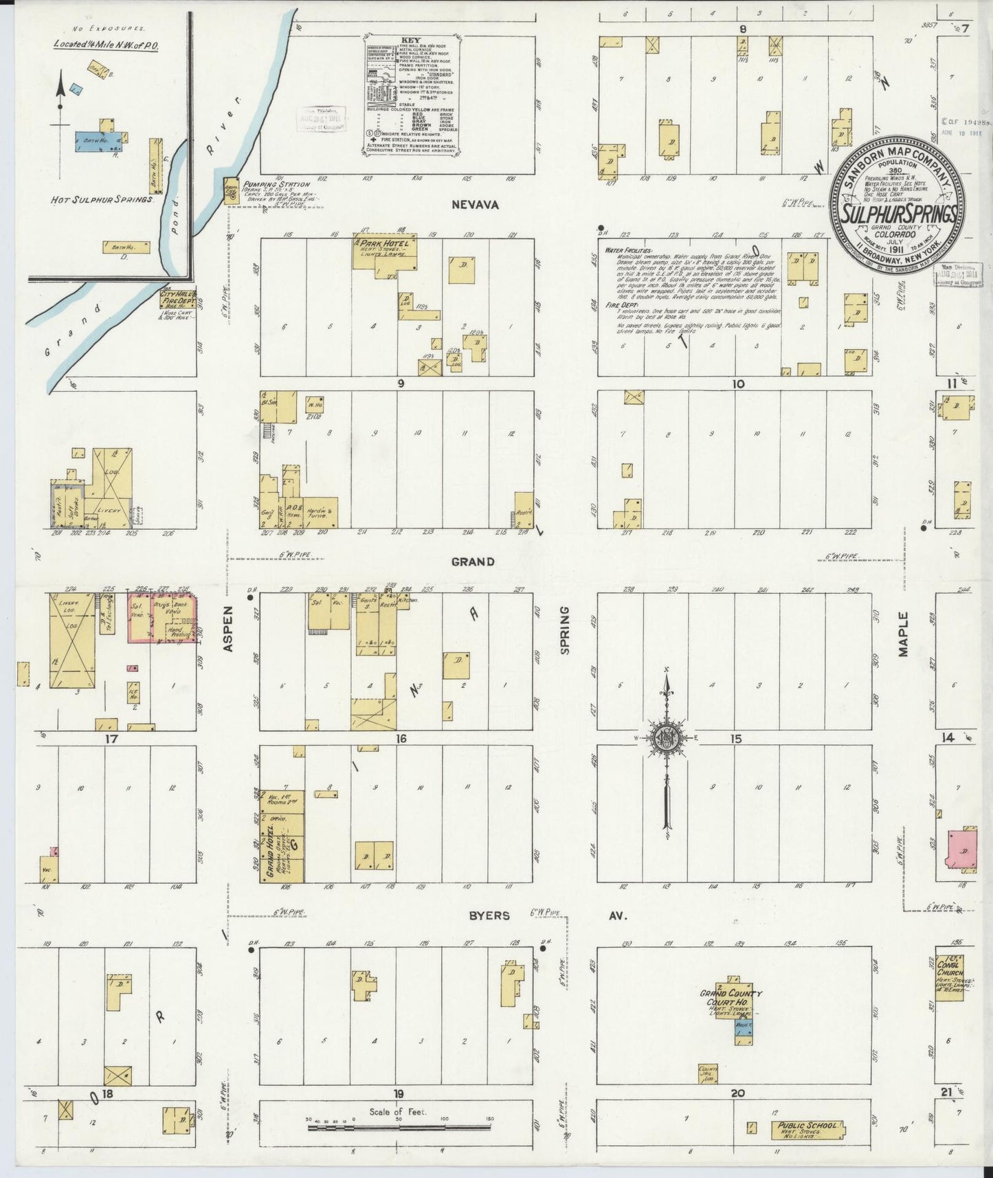 Sanborn Fire Insurance Map from Sulphur Springs, Grand County, Colorado (1911), Sheet #0001 - Historic Sanborn Fire Insurance Map Print, vintage old map wall art, antique decor, genealogy gift, Colorado Colorado map