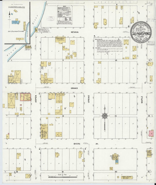 Sanborn Fire Insurance Map from Sulphur Springs, Grand County, Colorado (1911), Sheet #0001 - Historic Sanborn Fire Insurance Map Print, vintage old map wall art, antique decor, genealogy gift, Colorado Colorado map
