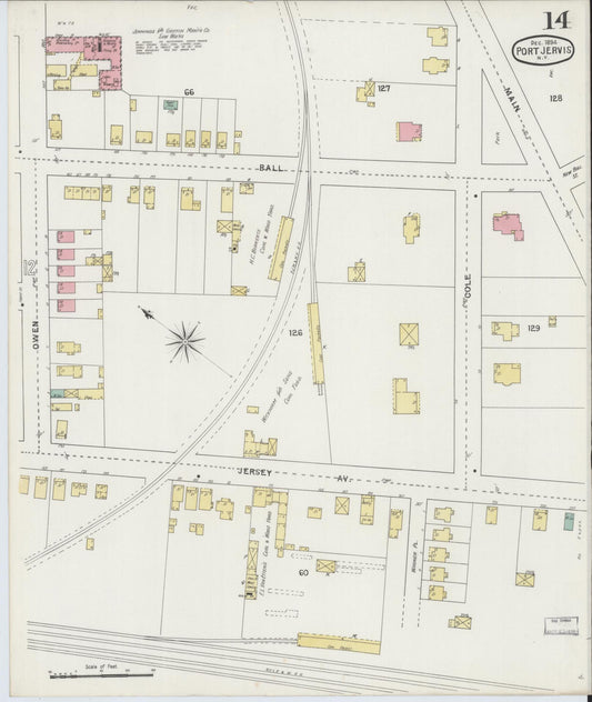Sanborn Fire Insurance Map from Port Jervis, Orange County, New York (1894), Sheet #0014 - Historic Sanborn Fire Insurance Map Print, vintage old map wall art, antique decor, genealogy gift, New York New York map