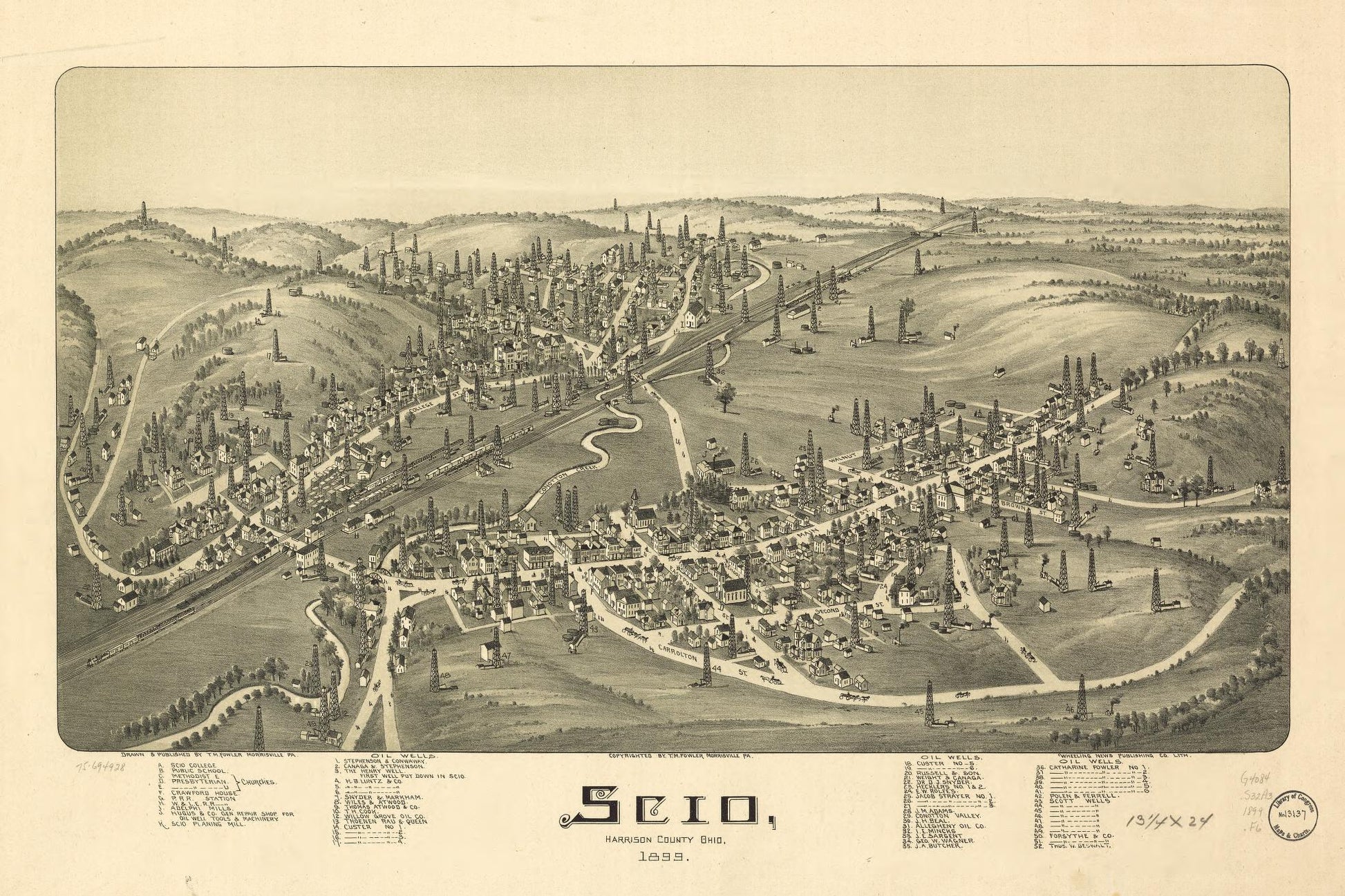 Scio, Harrison County, Ohio 1899. (1899) – Historic Bird’s-Eye View Panorama Print