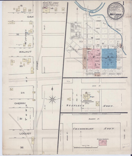 Sanborn Fire Insurance Map from Watseka, Iroquois County, Illinois (1885), Sheet #0001 - Complete Map Set gallery image, historic Sanborn map, vintage wall art, Illinois Illinois