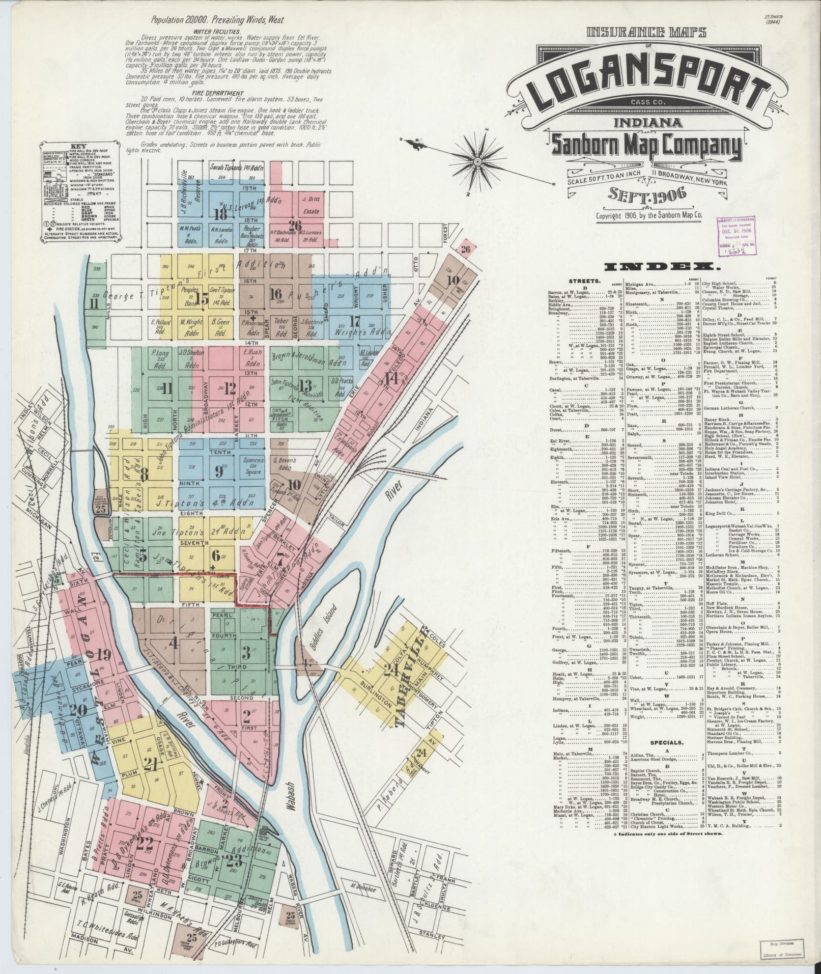Sanborn Fire Insurance Map from Logansport, Cass County, Indiana. (1906) – Historic Sanborn Fire Insurance Map Print
