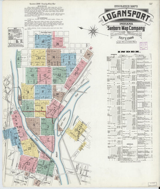 Sanborn Fire Insurance Map from Logansport, Cass County, Indiana. (1906) – Historic Sanborn Fire Insurance Map Print