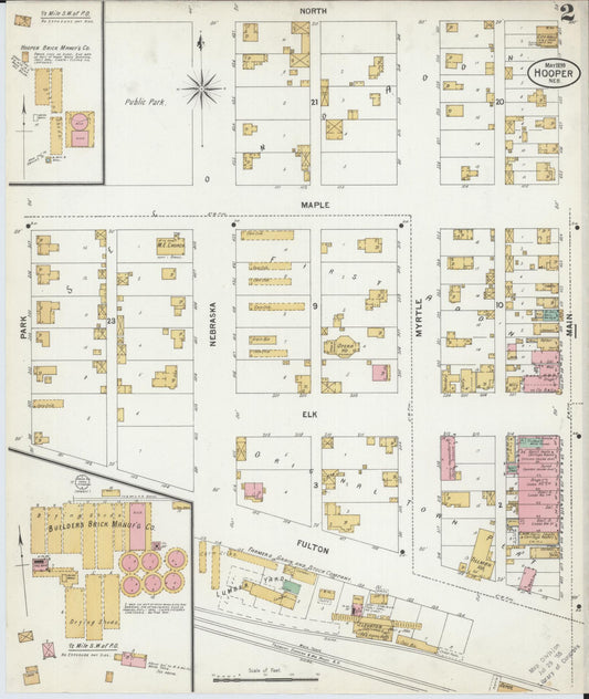 Sanborn Fire Insurance Map from Hooper, Dodge County, Nebraska (1899), Sheet #0002 - Historic Sanborn Fire Insurance Map Print, vintage old map wall art, antique decor, genealogy gift, Nebraska Nebraska map