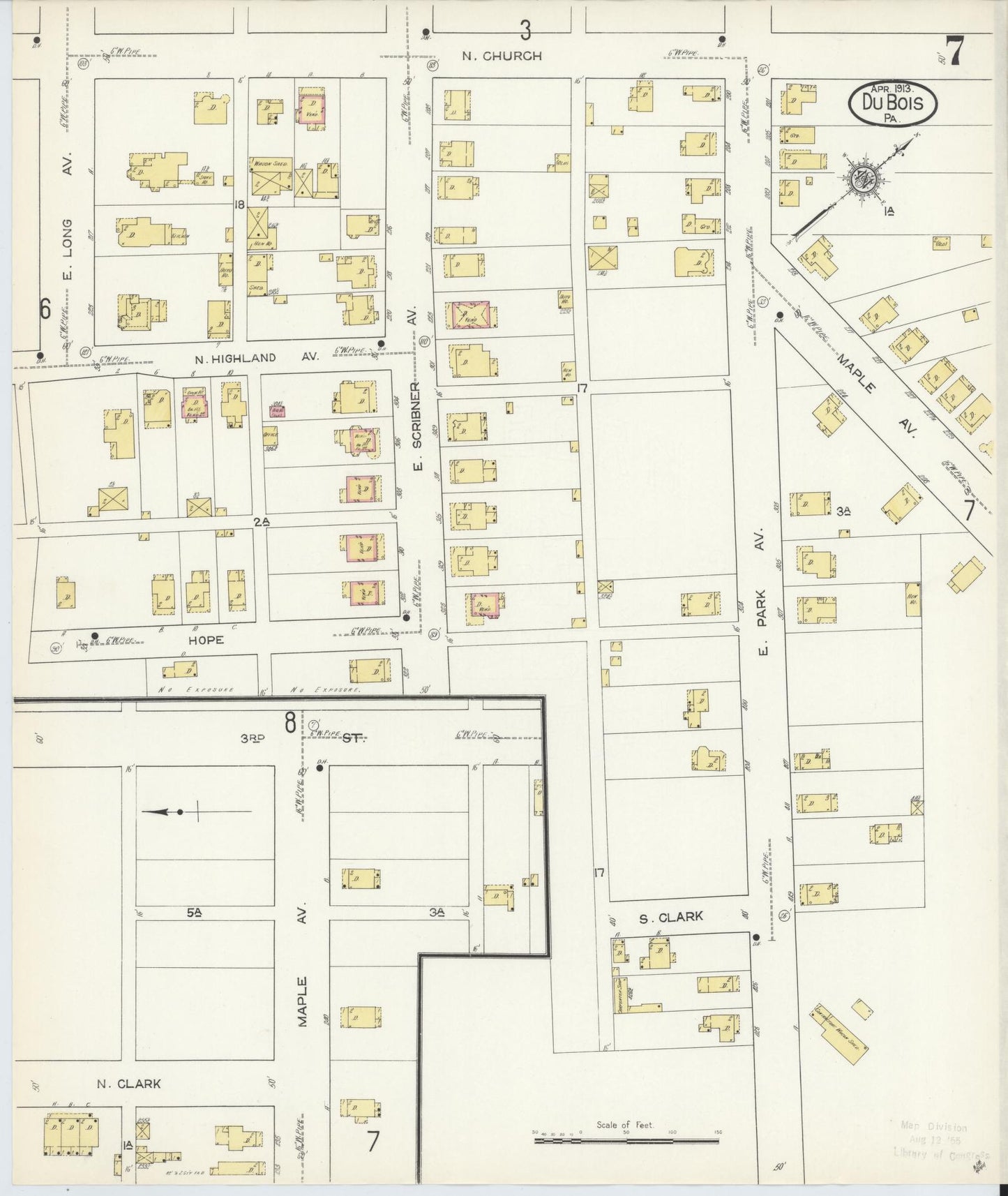 Sanborn Fire Insurance Map from Du Bois, Clearfield County, Pennsylvania (1913), Sheet #0007 - Historic Sanborn Fire Insurance Map Print, vintage old map wall art, antique decor, genealogy gift, Pennsylvania Pennsylvania map