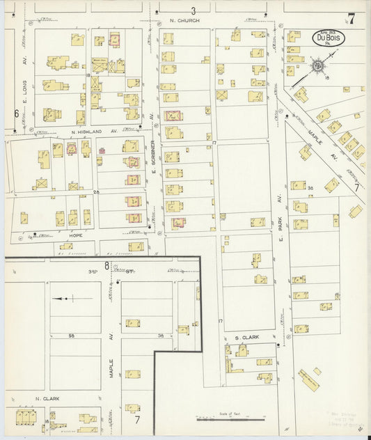 Sanborn Fire Insurance Map from Du Bois, Clearfield County, Pennsylvania (1913), Sheet #0007 - Historic Sanborn Fire Insurance Map Print, vintage old map wall art, antique decor, genealogy gift, Pennsylvania Pennsylvania map