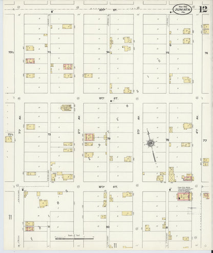 Sanborn Fire Insurance Map from Juniata, Blair County, Pennsylvania (1910), Sheet #0012 - Complete Map Set gallery image, historic Sanborn map, vintage wall art, Pennsylvania Pennsylvania