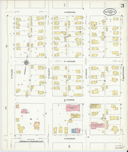 Sanborn Fire Insurance Map from Plymouth, Marhshall County, Indiana (1910), Sheet #0003 - Historic Sanborn Fire Insurance Map Print, vintage old map wall art, antique decor, genealogy gift, Indiana Indiana map