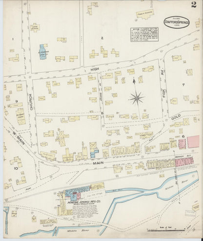 Sanborn Fire Insurance Map from Stafford Springs, Tolland County, Connecticut (1884), Sheet #0002 - Complete Map Set gallery image, historic Sanborn map, vintage wall art, Connecticut Connecticut