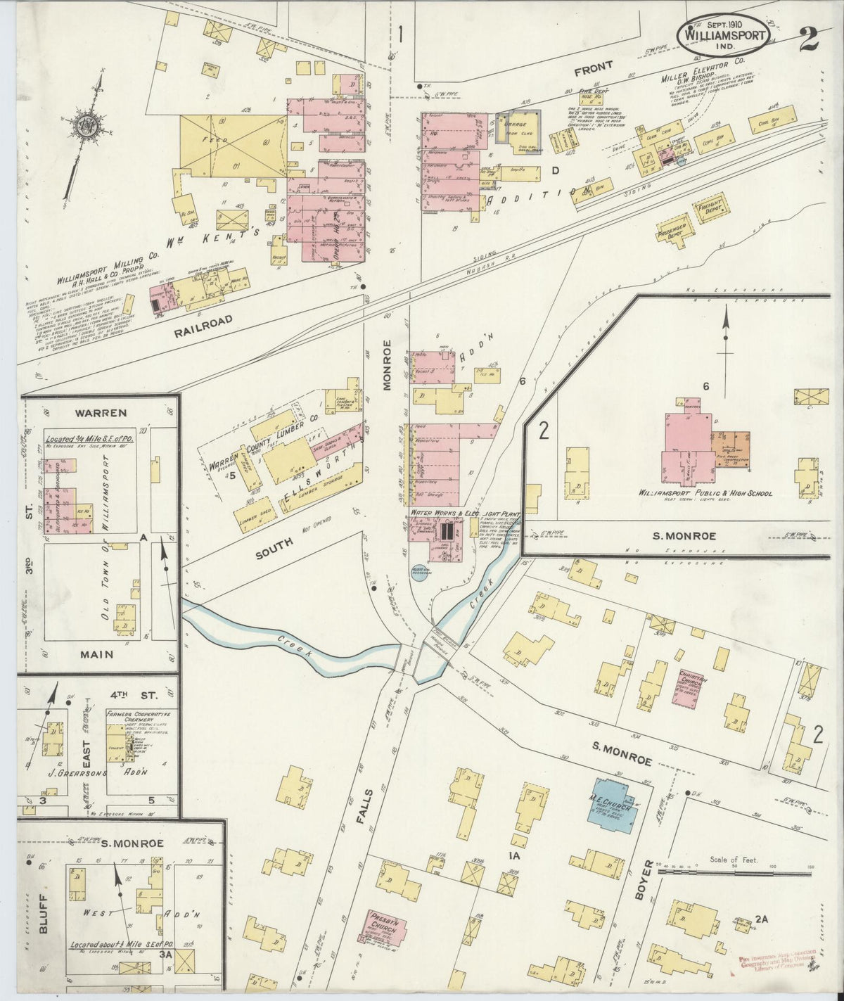 Sanborn Fire Insurance Map from Williamsport, Warren County, Indiana (1910), Sheet #0002 - Historic Sanborn Fire Insurance Map Print, vintage old map wall art, antique decor, genealogy gift, Indiana Indiana map