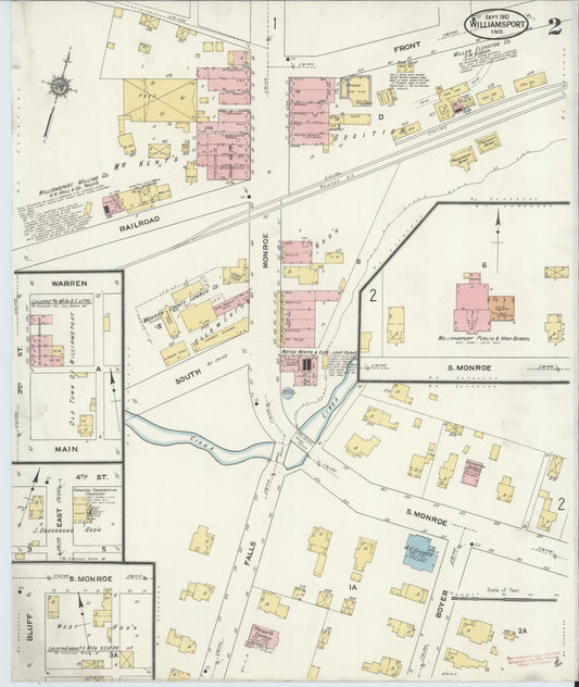 Sanborn Fire Insurance Map from Williamsport, Warren County, Indiana (1910), Sheet #0002 - Historic Sanborn Fire Insurance Map Print, vintage old map wall art, antique decor, genealogy gift, Indiana Indiana map