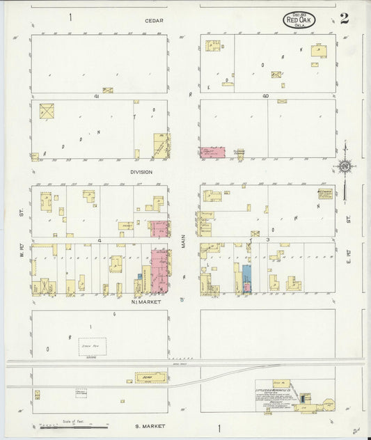 Sanborn Fire Insurance Map from Red Oak, Latimer County, Oklahoma (1913), Sheet #0002 - Historic Sanborn Fire Insurance Map Print, vintage old map wall art, antique decor, genealogy gift, Oklahoma Oklahoma map