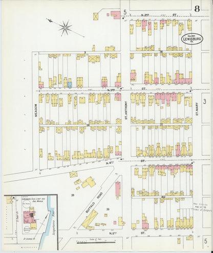 Sanborn Fire Insurance Map from Lewisburg, Union County, Pennsylvania (1901), Sheet #0008 - Complete Map Set gallery image, historic Sanborn map, vintage wall art, Pennsylvania Pennsylvania