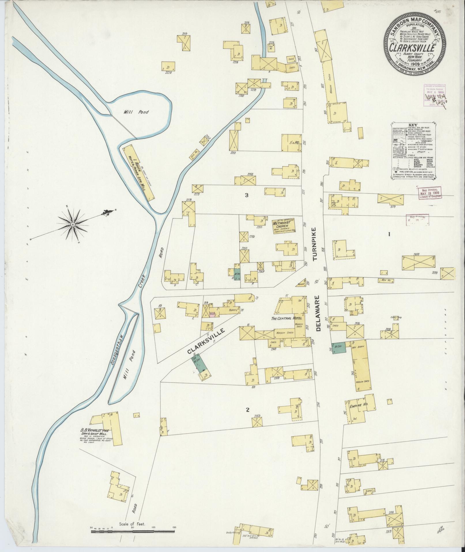 Sanborn Fire Insurance Map from Clarksville, Albany County, New York. (1909) – Historic Sanborn Fire Insurance Map Print