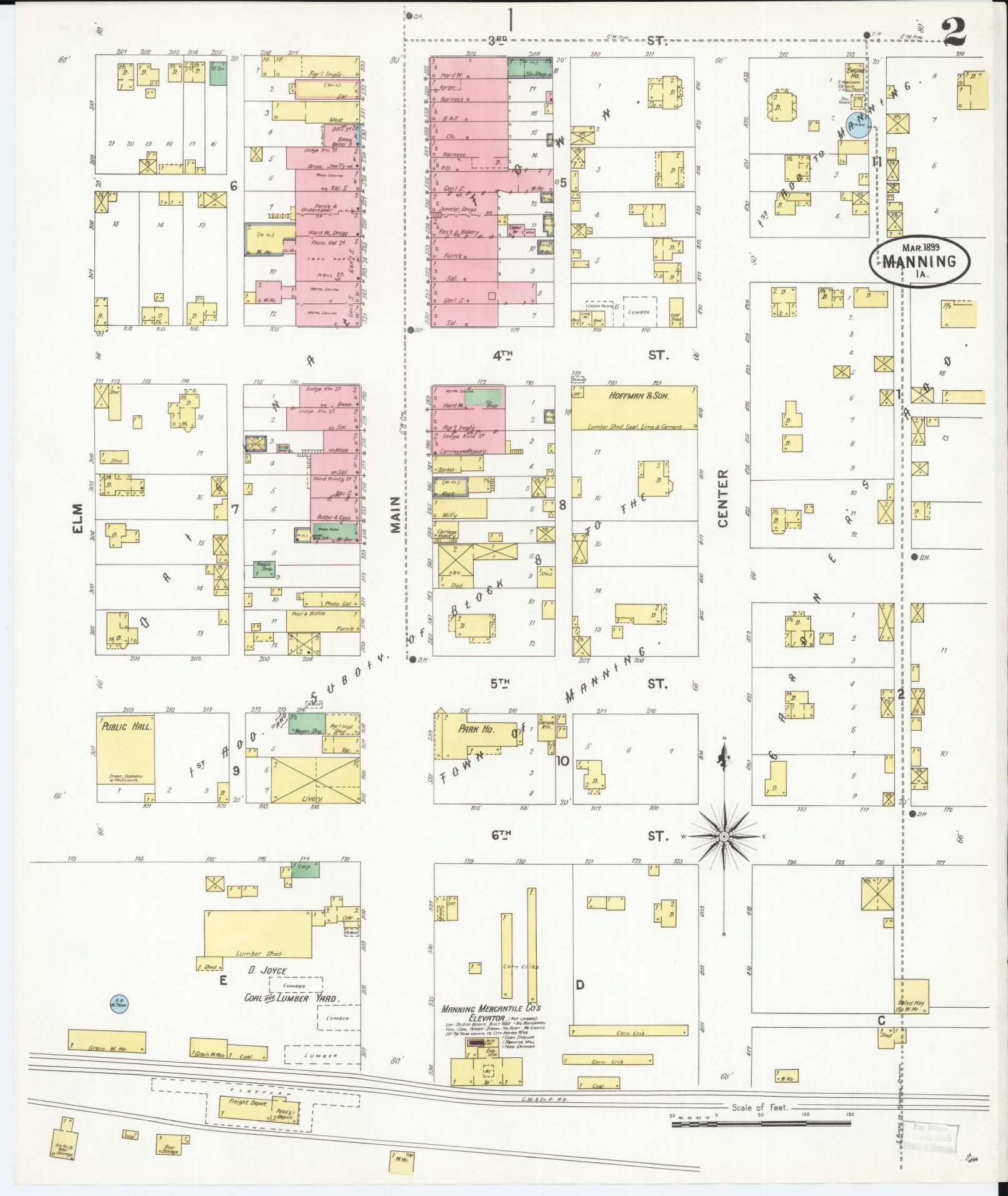 Sanborn Fire Insurance Map from Manning, Carroll County, Iowa (1899), Sheet #0002 - Historic Sanborn Fire Insurance Map Print