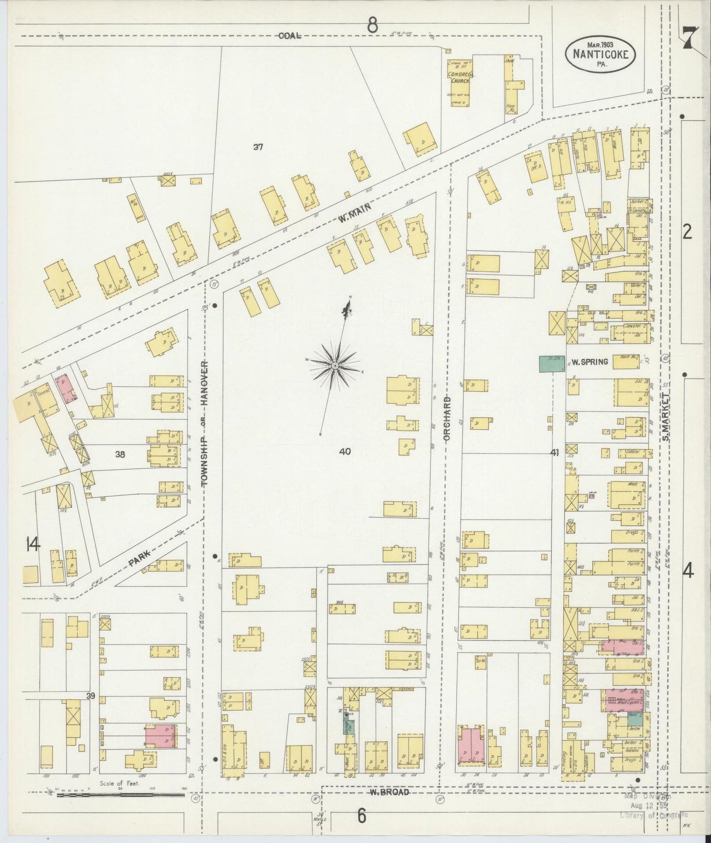 Sanborn Fire Insurance Map from Nanticoke, Luzerne County, Pennsylvania (1903), Sheet #0007 - Complete Map Set gallery image, historic Sanborn map, vintage wall art, Pennsylvania Pennsylvania