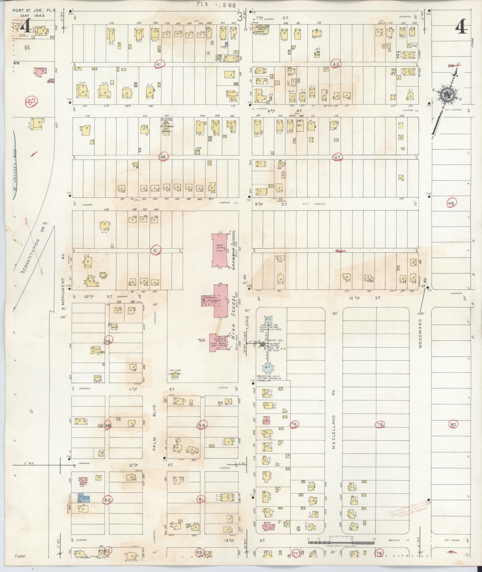 Sanborn Fire Insurance Map from Port Saint Joe, Gulf County, Florida (1945), Sheet #0004 - Complete Map Set gallery image, historic Sanborn map, vintage wall art, Florida Florida