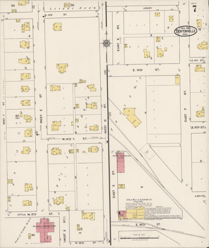 Sanborn Fire Insurance Map from Bentonville, Benton County, Arkansas (1922), Sheet #0007 - Complete Map Set gallery image, historic Sanborn map, vintage wall art, Arkansas Arkansas
