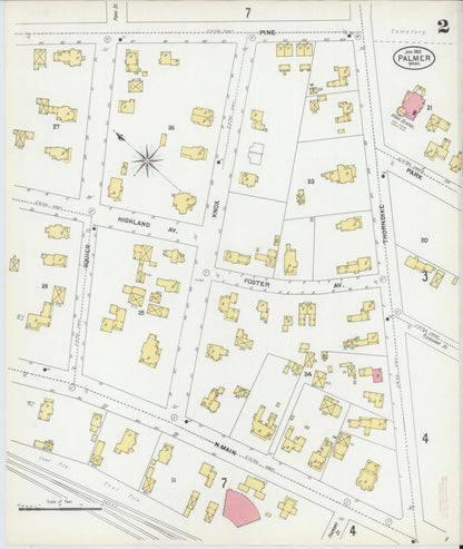 Sanborn Fire Insurance Map from Palmer, Hampden County, Massachusetts (1902), Sheet #0002 - Complete Map Set gallery image, historic Sanborn map, vintage wall art, Massachusetts Massachusetts