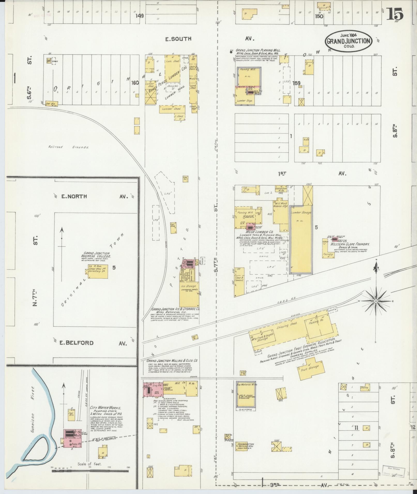 Sanborn Fire Insurance Map from Grand Junction, Mesa County, Colorado (1904), Sheet #0015 - Complete Map Set gallery image, historic Sanborn map, vintage wall art, Colorado Colorado