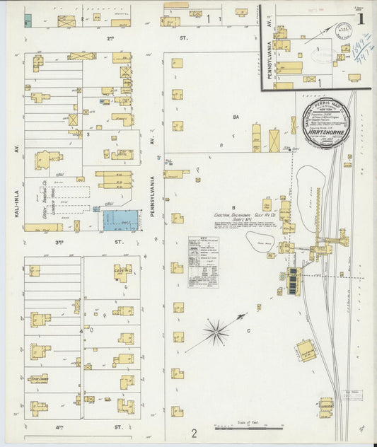 Sanborn Fire Insurance Map from Hartshorne, Pittsburg County, Oklahoma. (1899) – Historic Sanborn Fire Insurance Map Print