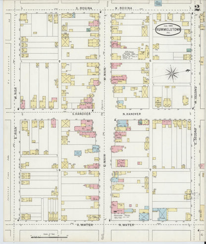 Sanborn Fire Insurance Map from Hummelstown, Dauphin County, Pennsylvania (1895), Sheet #0002 - Complete Map Set gallery image, historic Sanborn map, vintage wall art, Pennsylvania Pennsylvania