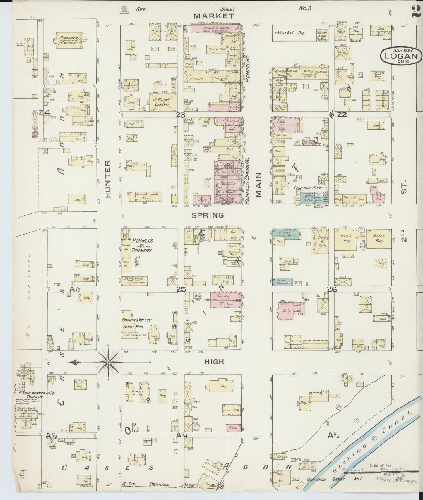 Sanborn Fire Insurance Map from Logan, Hocking County, Ohio (1886), Sheet #0002 - Complete Map Set gallery image, historic Sanborn map, vintage wall art, Ohio Ohio