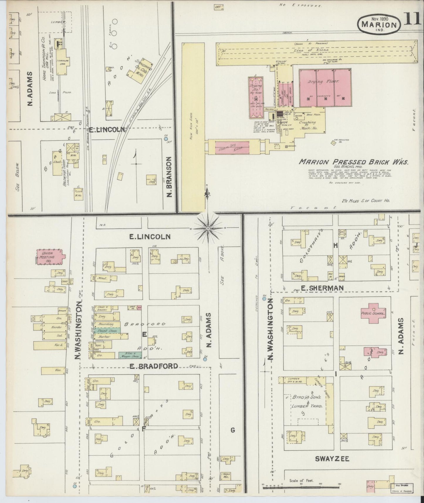 Sanborn Fire Insurance Map from Marion, Grant County, Indiana (1890), Sheet #0011 - Complete Map Set gallery image, historic Sanborn map, vintage wall art, Indiana Indiana