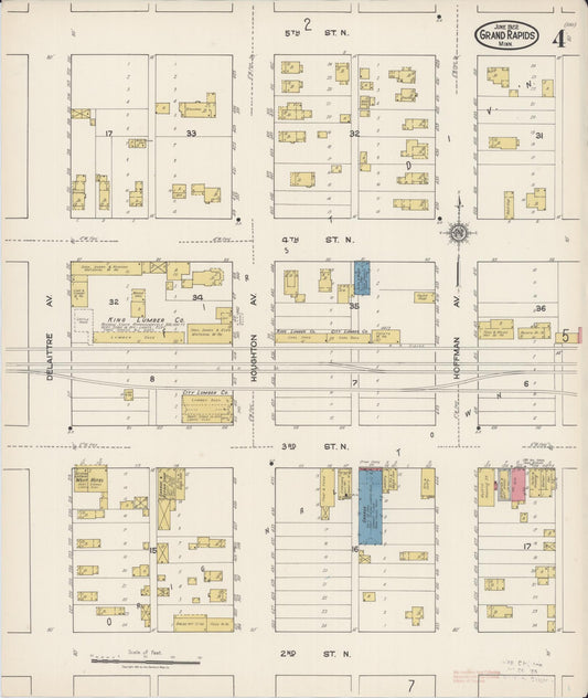 Sanborn Fire Insurance Map from Grand Rapids, Itasca County, Minnesota (1922), Sheet #0004 - Historic Sanborn Fire Insurance Map Print, vintage old map wall art, antique decor, genealogy gift, Minnesota Minnesota map
