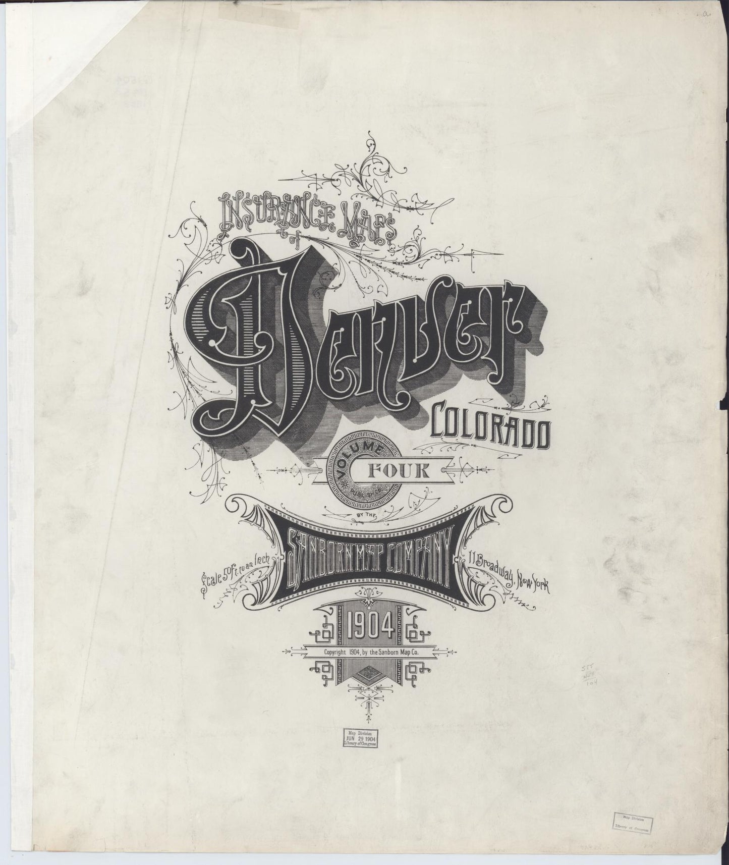 Sanborn Fire Insurance Map from Denver, Denver County, Colorado (1904), Sheet #0001 - Complete Map Set gallery image, historic Sanborn map, vintage wall art, Colorado Colorado