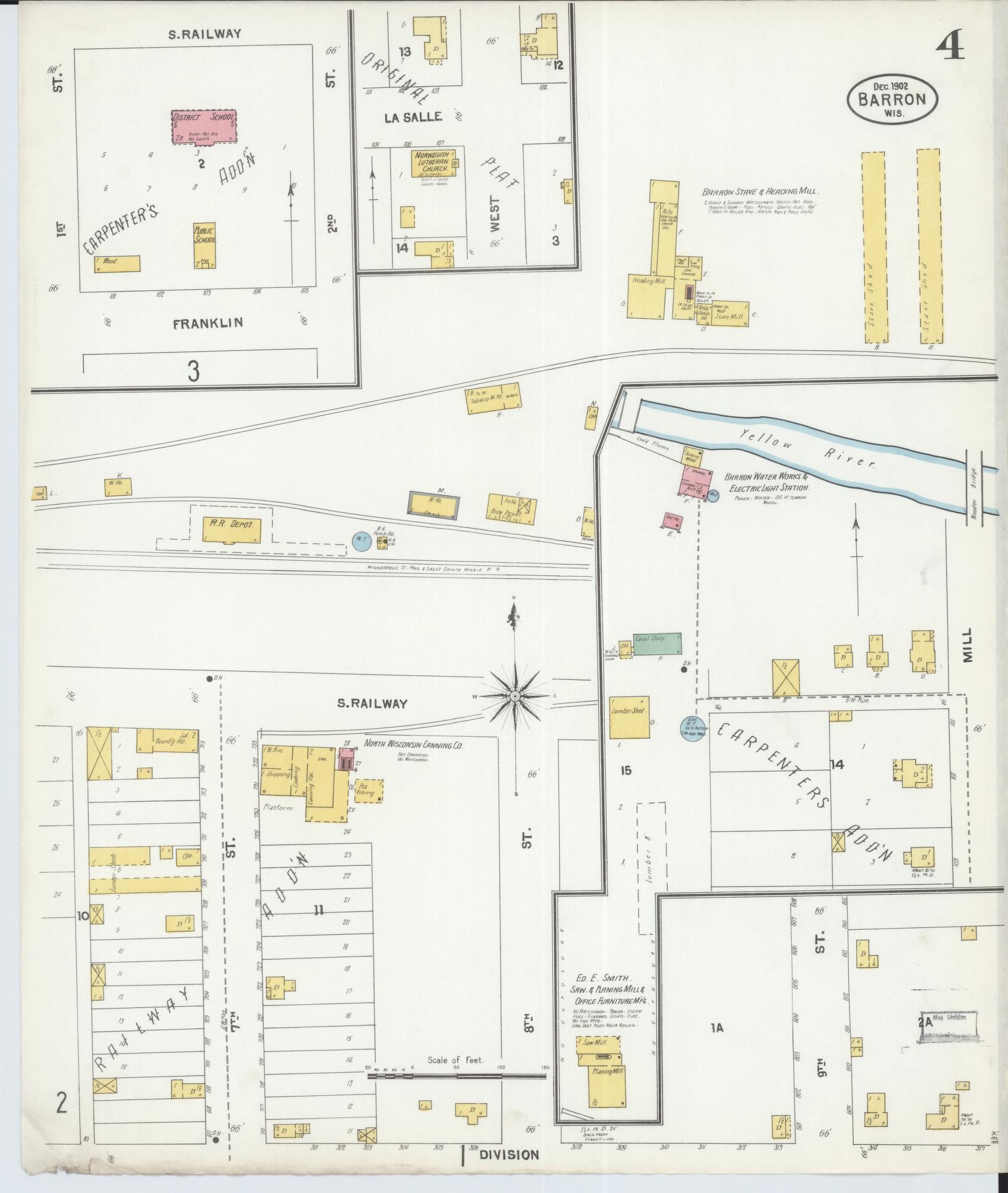 Sanborn Fire Insurance Map from Barron, Barron County, Wisconsin (1892), Sheet #0004 - Complete Map Set gallery image, historic Sanborn map, vintage wall art, Wisconsin Wisconsin