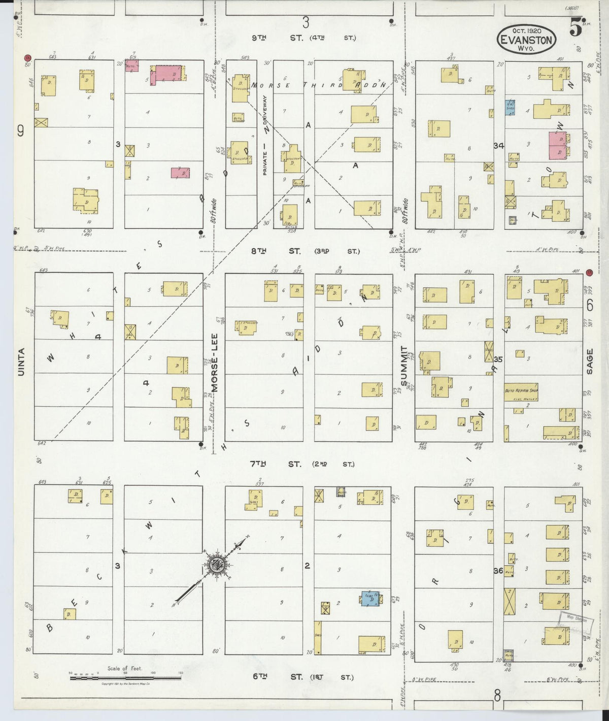 Sanborn Fire Insurance Map from Evanston, Uinta County, Wyoming (1920), Sheet #0005 - Complete Map Set gallery image, historic Sanborn map, vintage wall art, Wyoming Wyoming
