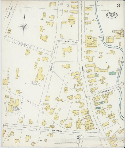 Sanborn Fire Insurance Map from Liberty, Sullivan County, New York (1897), Sheet #0003 - Historic Sanborn Fire Insurance Map Print, vintage old map wall art, antique decor, genealogy gift, New York New York map