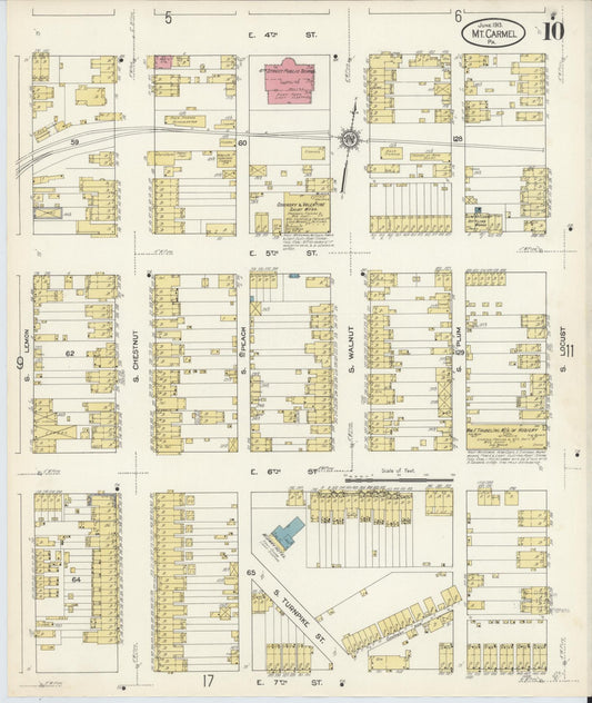 Sanborn Fire Insurance Map from Mount Carmel, Northumberland County, Pennsylvania (1913), Sheet #0010 - Historic Sanborn Fire Insurance Map Print, vintage old map wall art, antique decor, genealogy gift, Pennsylvania Pennsylvania map