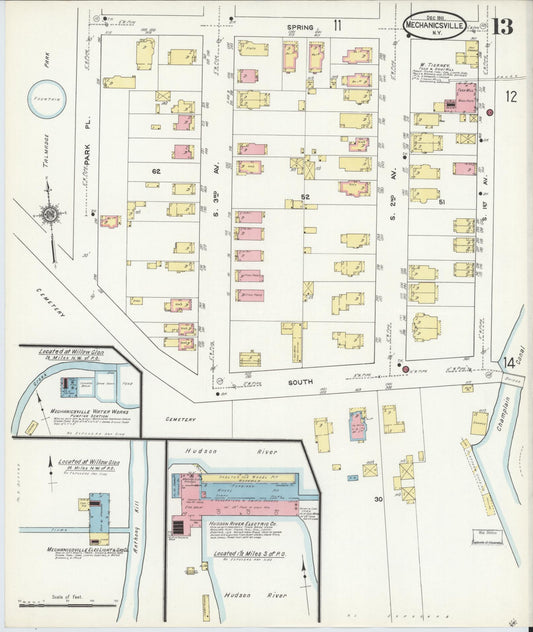 Sanborn Fire Insurance Map from Mechanicville, Saratoga County, New York (1911), Sheet #0013 - Historic Sanborn Fire Insurance Map Print, vintage old map wall art, antique decor, genealogy gift, New York New York map