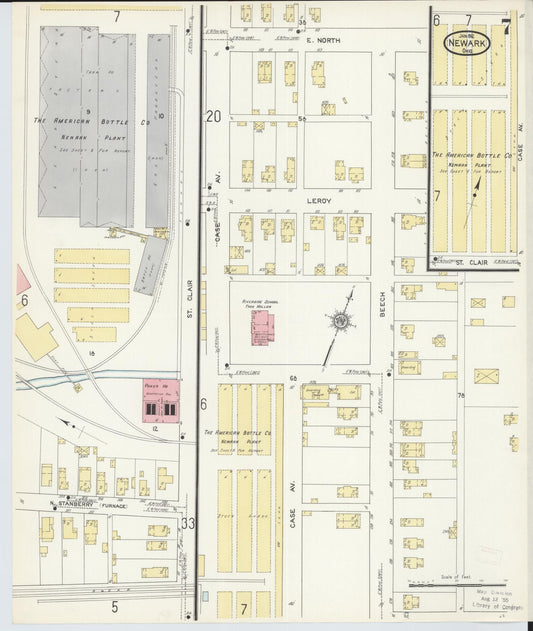 Sanborn Fire Insurance Map from Newark, Licking County, Ohio (1912), Sheet #0007 - Historic Sanborn Fire Insurance Map Print, vintage old map wall art, antique decor, genealogy gift, Ohio Ohio map