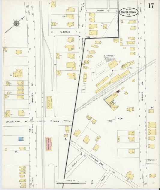 Sanborn Fire Insurance Map from Haverstraw, Rockland County, New York (1910), Sheet #0017 - Historic Sanborn Fire Insurance Map Print, vintage old map wall art, antique decor, genealogy gift, New York New York map