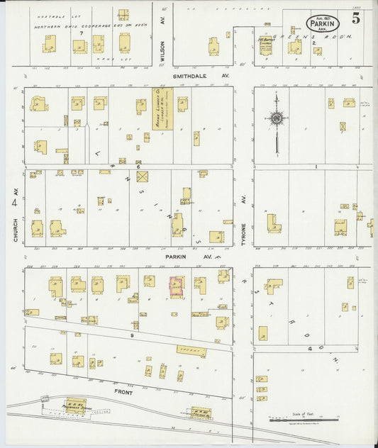 Sanborn Fire Insurance Map from Parkin, Cross County, Arkansas (1921), Sheet #0005 - Historic Sanborn Fire Insurance Map Print, vintage old map wall art, antique decor, genealogy gift, Arkansas Arkansas map