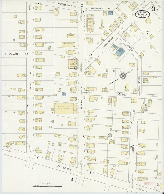Sanborn Fire Insurance Map from Scotia, Schenectady County, New York (1914), Sheet #0003 - Historic Sanborn Fire Insurance Map Print, vintage old map wall art, antique decor, genealogy gift, New York New York map