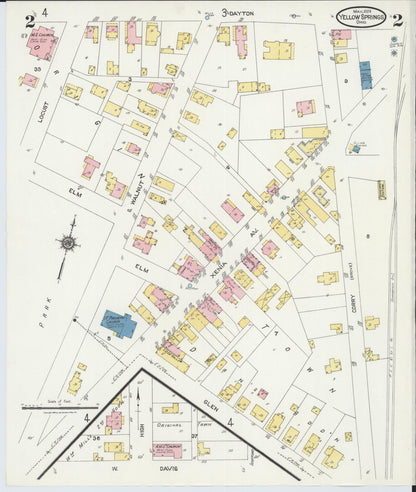 Sanborn Fire Insurance Map from Yellow Springs, Greene County, Ohio (1924), Sheet #0002 - Complete Map Set gallery image, historic Sanborn map, vintage wall art, Ohio Ohio