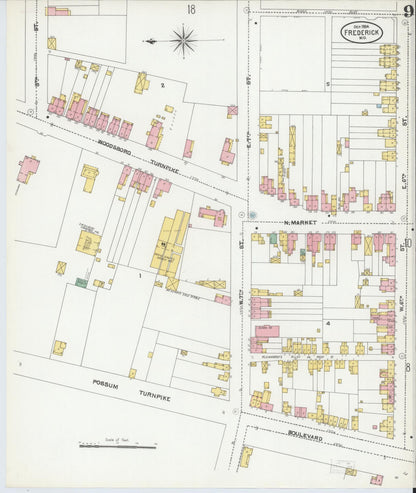 Sanborn Fire Insurance Map from Frederick, Frederick County, Maryland (1904), Sheet #0009 - Complete Map Set gallery image, historic Sanborn map, vintage wall art, Maryland Maryland