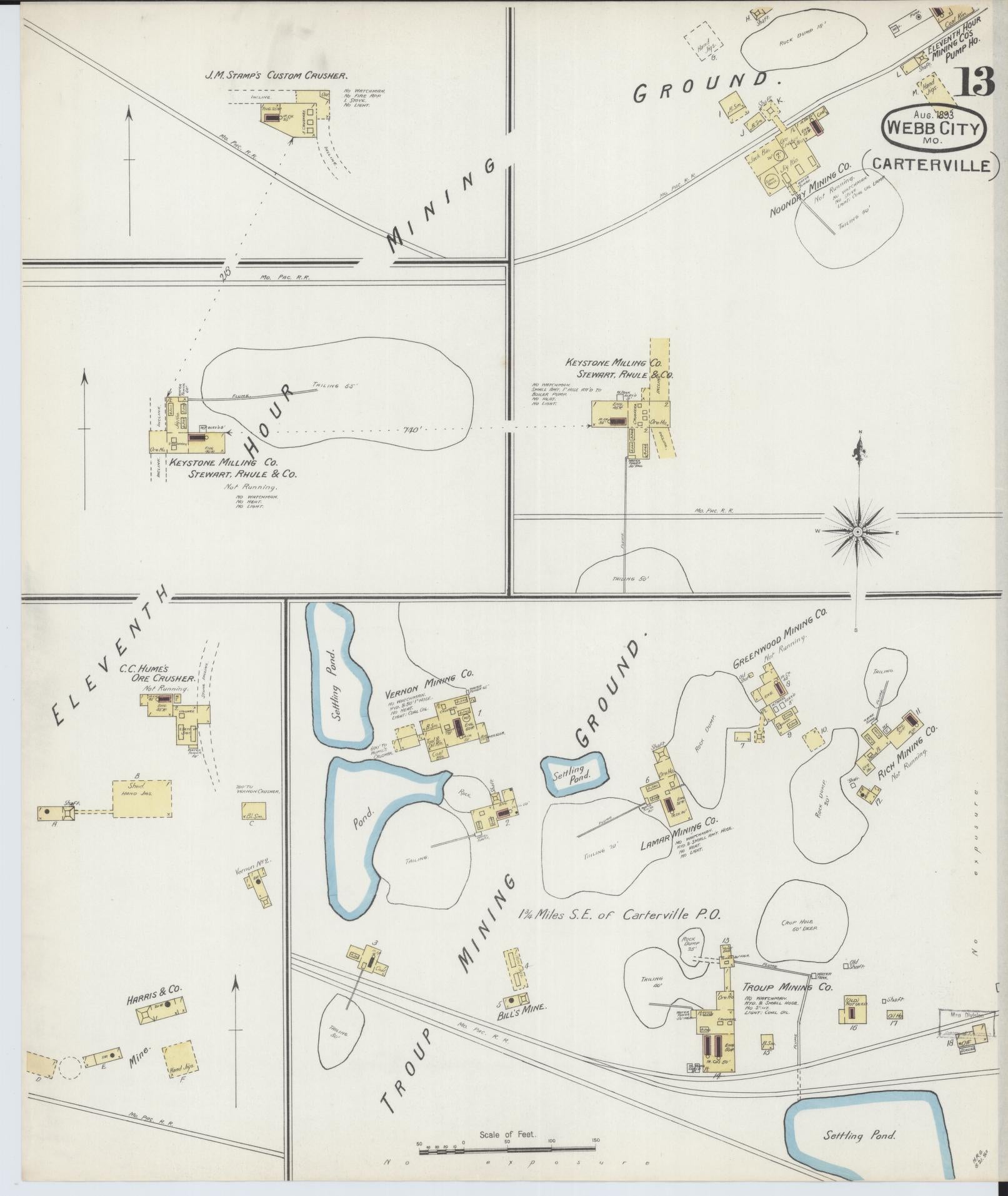 Sanborn Fire Insurance Map from Webb City, Jasper County, Missouri (1893), Sheet #0013 - Complete Map Set gallery image, historic Sanborn map, vintage wall art, Missouri Missouri