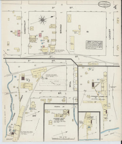 Sanborn Fire Insurance Map from Gadsden, Etowah County, Alabama (1885), Sheet #0004 - Complete Map Set gallery image, historic Sanborn map, vintage wall art, Alabama Alabama
