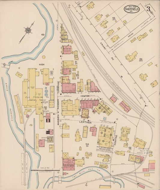 Sanborn Fire Insurance Map from Sheffield, Warren County, Pennsylvania (1922), Sheet #0003 - Historic Sanborn Fire Insurance Map Print, vintage old map wall art, antique decor, genealogy gift, Pennsylvania Pennsylvania map