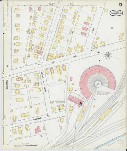 Sanborn Fire Insurance Map from Savanna, Carroll County, Illinois (1892), Sheet #0005 - Complete Map Set gallery image, historic Sanborn map, vintage wall art, Illinois Illinois