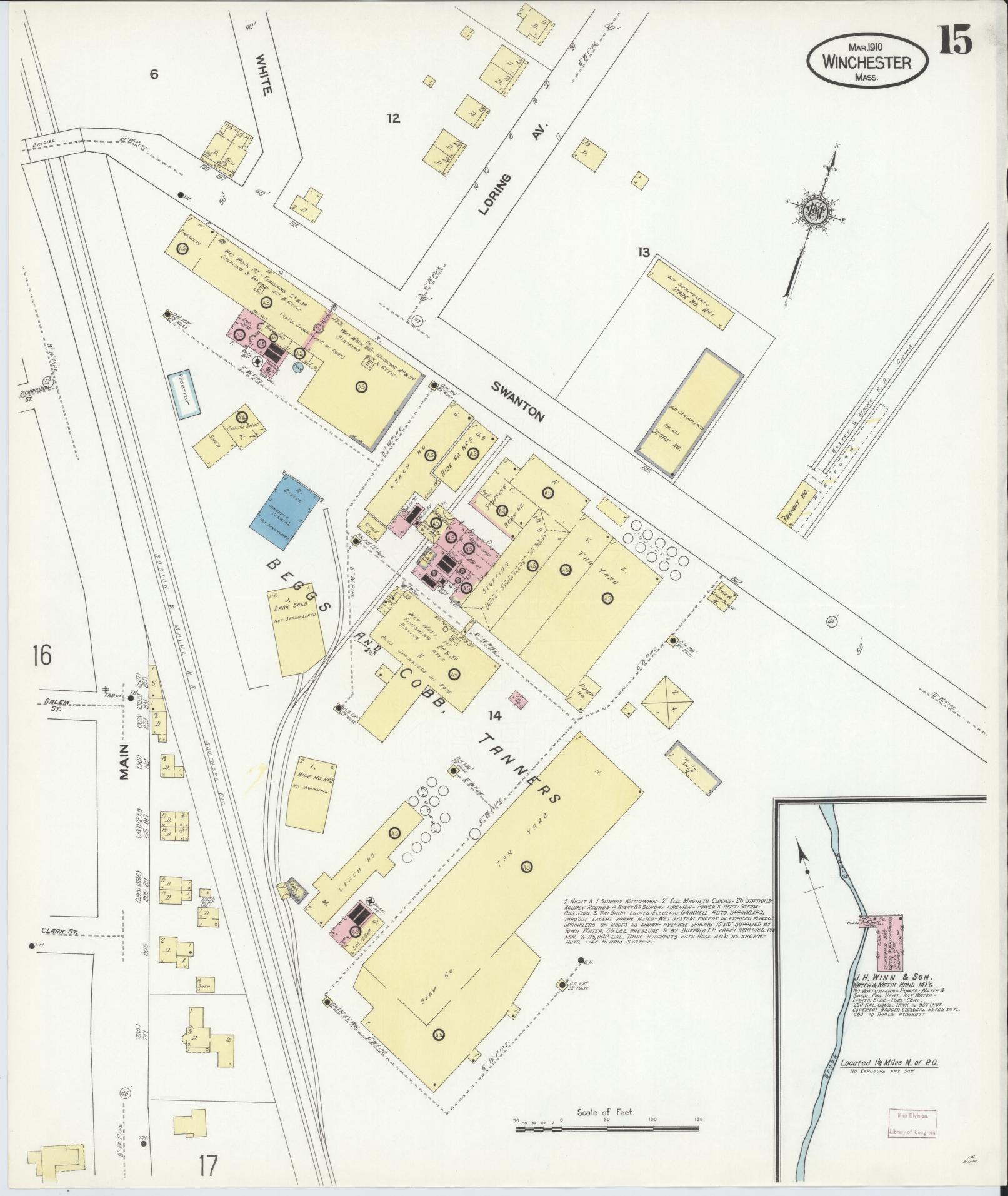 Sanborn Fire Insurance Map from Winchester, Middlesex County, Massachusetts (1910), Sheet #0015 - Complete Map Set gallery image, historic Sanborn map, vintage wall art, Massachusetts Massachusetts