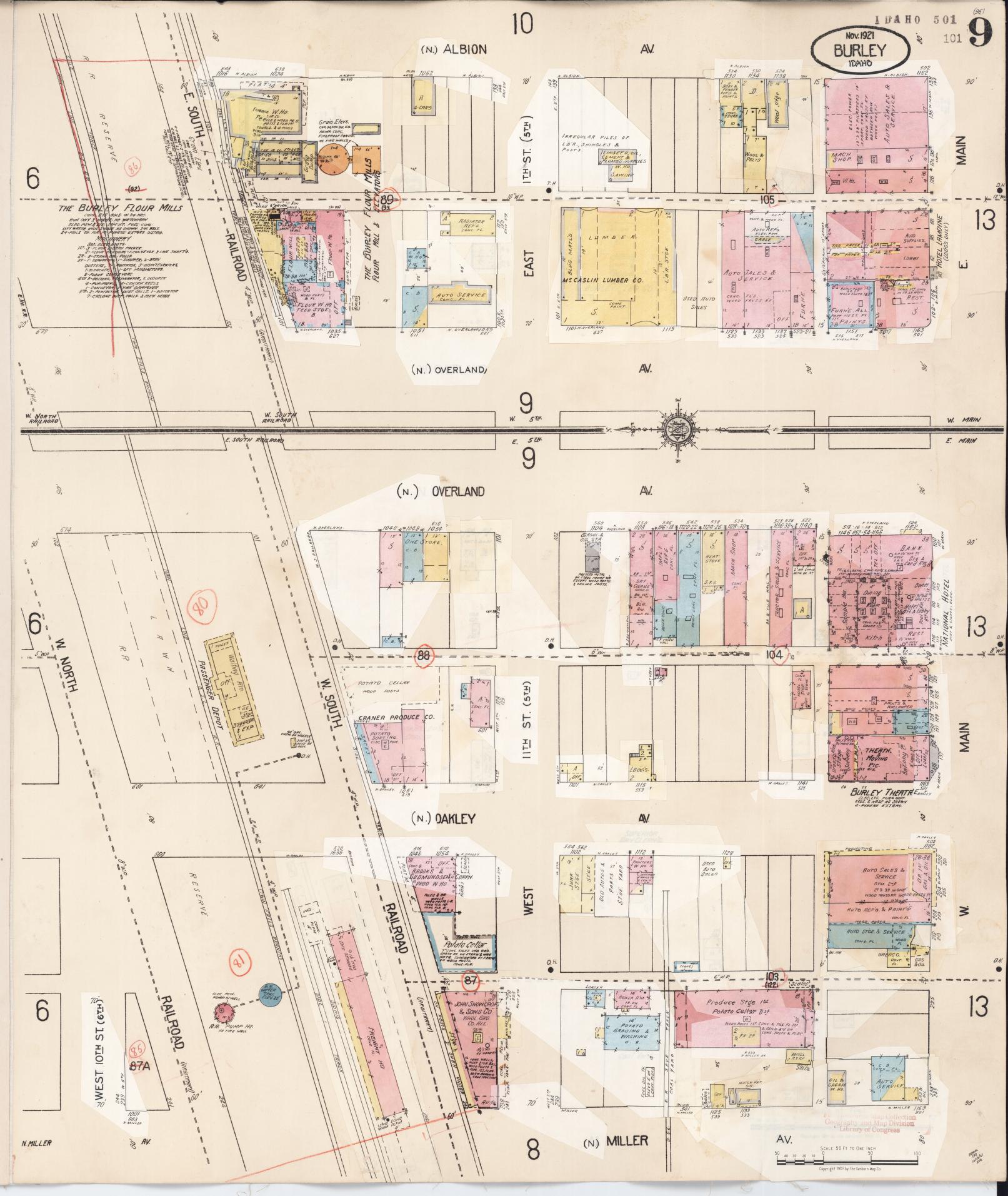 Sanborn Fire Insurance Map from Burley, Cassia County, Idaho (1949), Sheet #0009 - Complete Map Set gallery image, historic Sanborn map, vintage wall art, Idaho Idaho