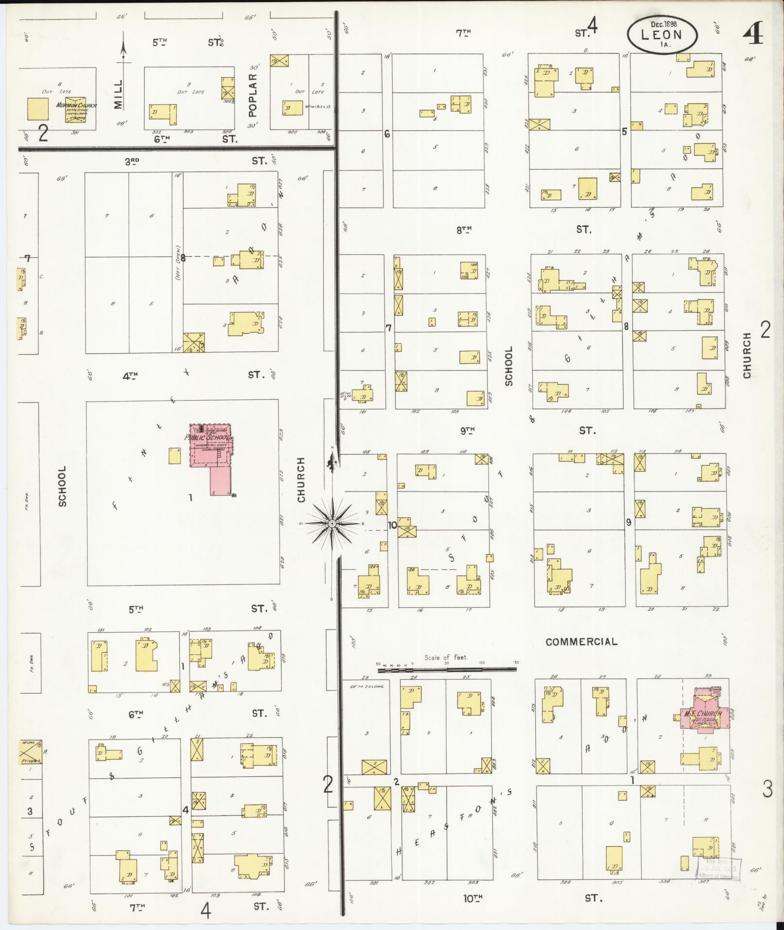 Sanborn Fire Insurance Map from Leon, Decatur County, Iowa (1898), Sheet #0004 - Historic Sanborn Fire Insurance Map Print